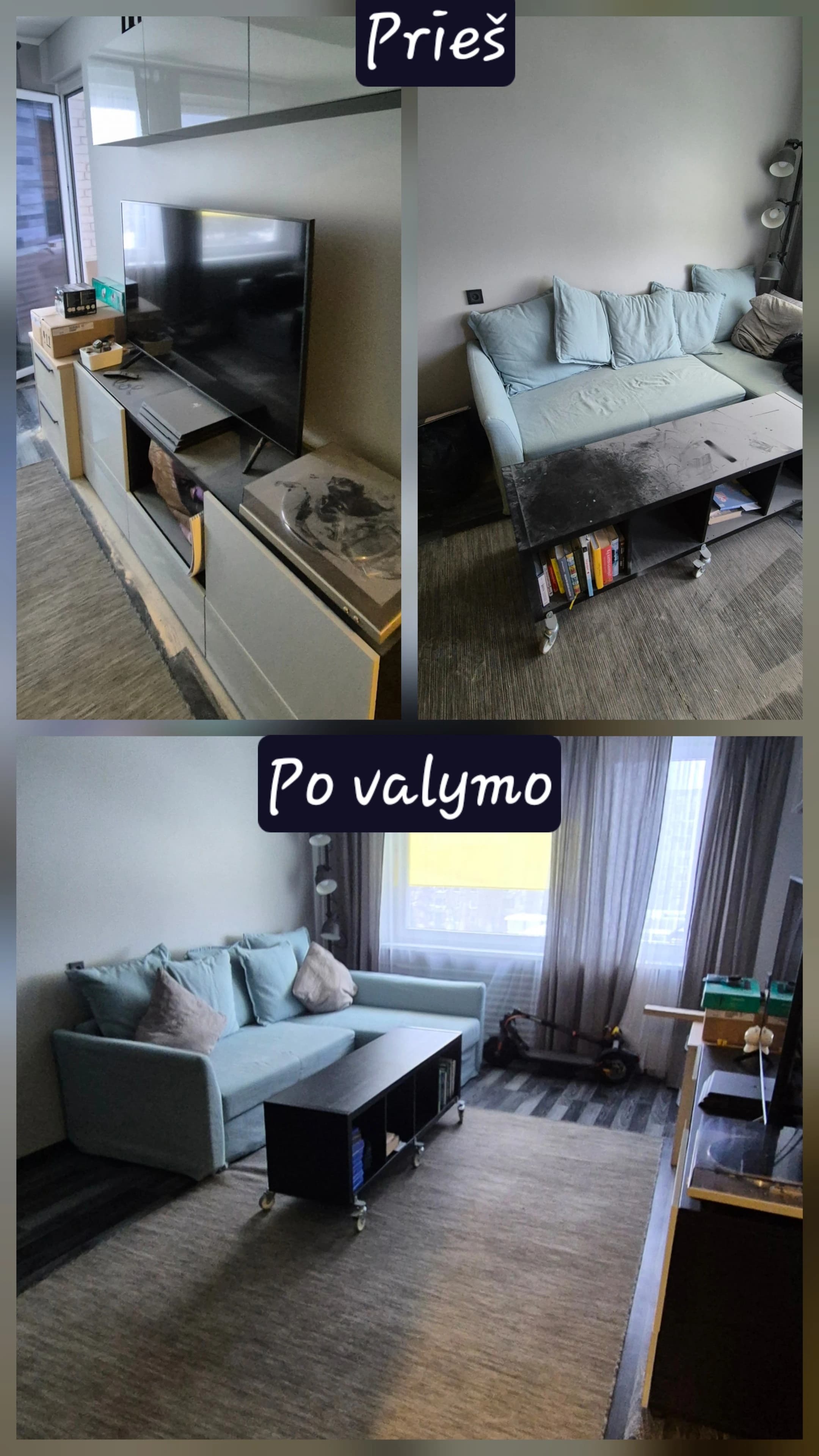 Buto valymas – prieš ir po