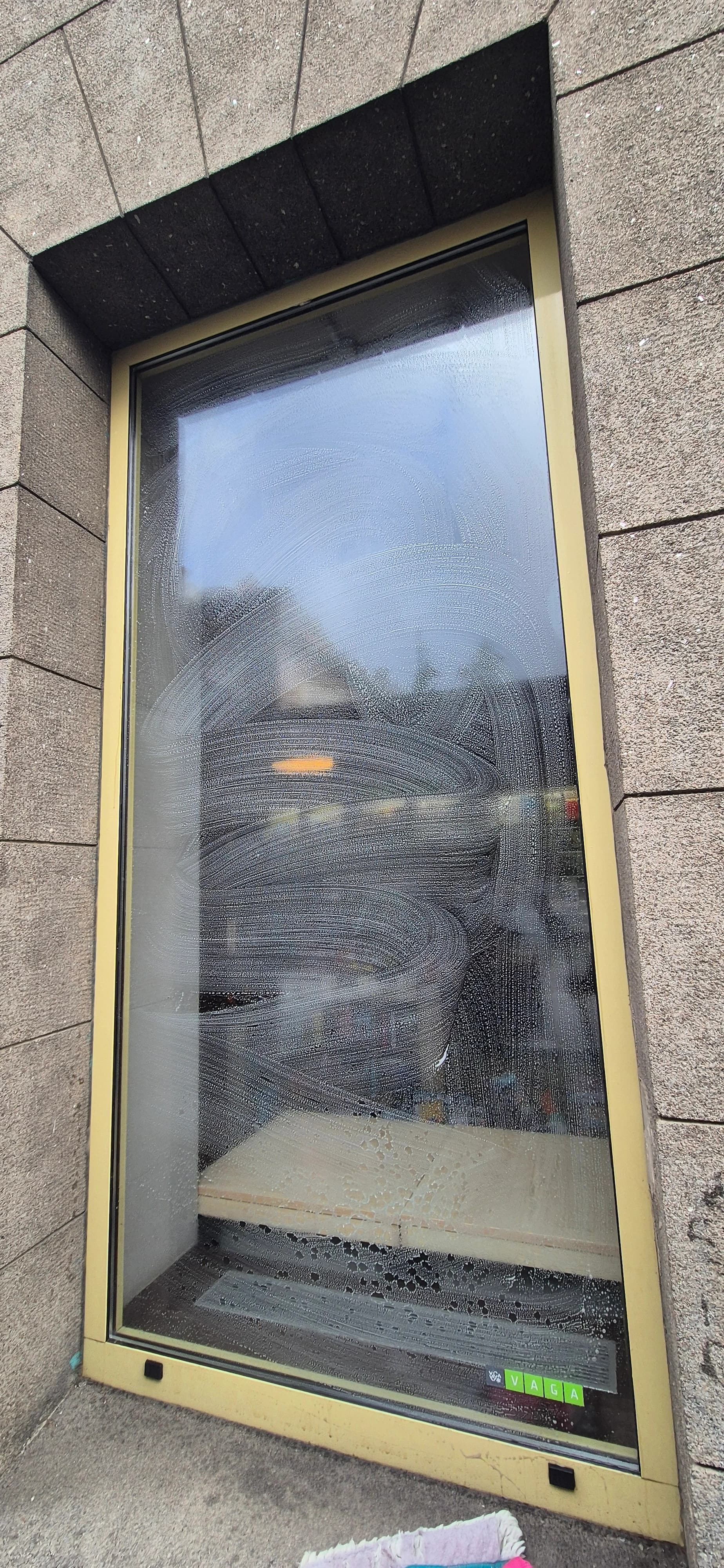Bookstore window cleaning